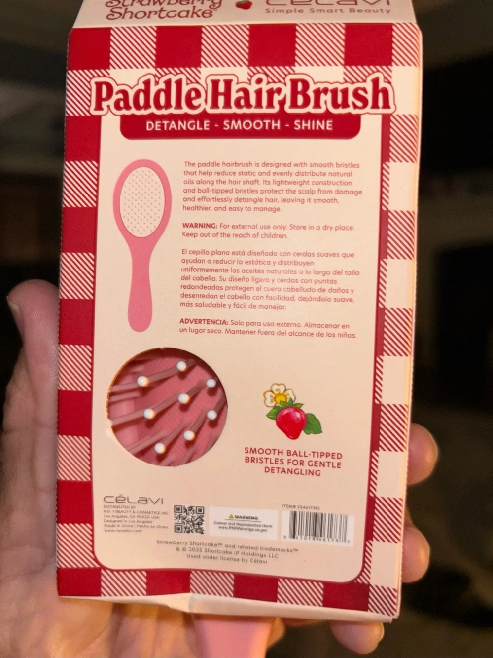 CélaVi Strawberry Shortcake Pink Paddle Hair Brush